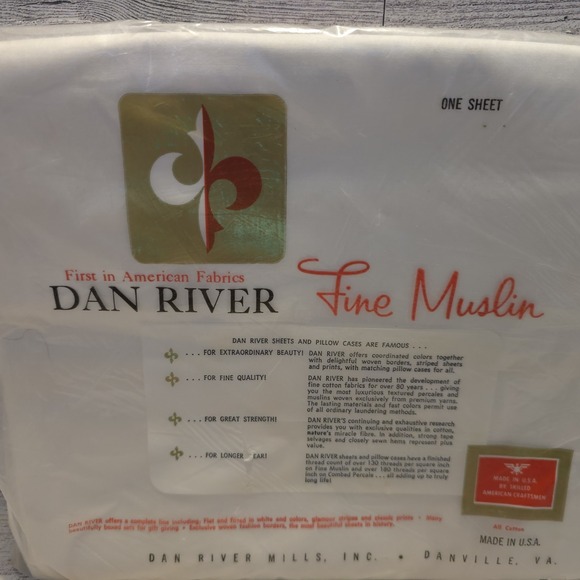 NOS VTG Dan River Fine Muslin All Cotton White Flat Full Bed Sheet 81X108 -USA - Picture 3 of 7